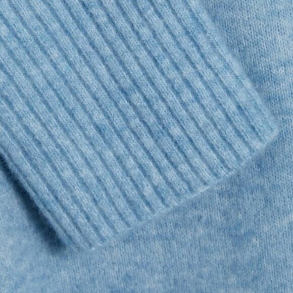 Helmut Lang Cropped Wool Sweater - Light Blue Ribbed Pullover (Size XS) - Picture 5 of 5